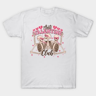 "Anti Valentine Club" Funny Skeletons T-Shirt